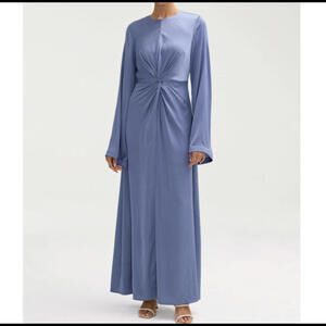 VEILED NEW YORK Duha blue bell sleeve modest maxi dress